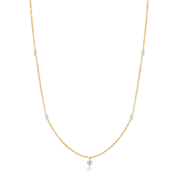 Ania Haie 14kt Gold Pearl and White Sapphire Necklace NAU003-01YG