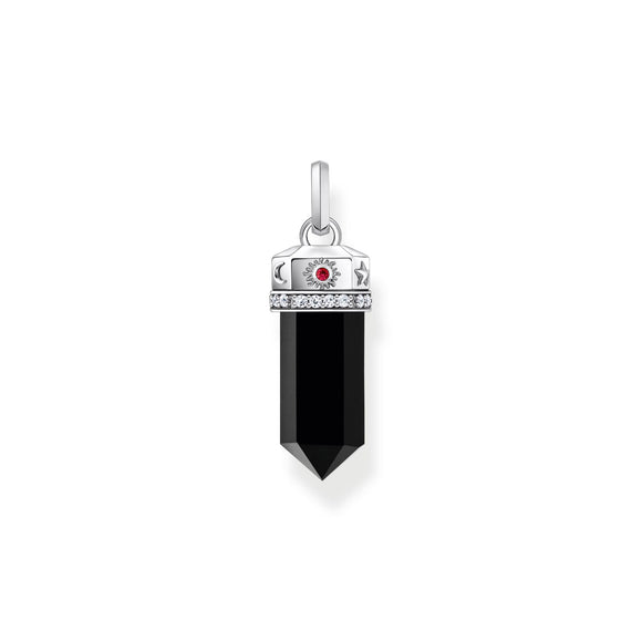 THOMAS SABO Silver Pendant with Onyx in Hexagon-Shape and Stones TPE955BL