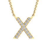 Initial 'X' Necklace with 0.06ct Diamonds in 9K Yellow Gold - PF-6286-Y