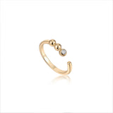 Ania Haie Gold Orb Sparkle Adjustable Ring R045-01G-CZ