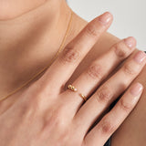 Ania Haie Gold Orb Rose Quartz Adjustable Ring R045-01G-RQ