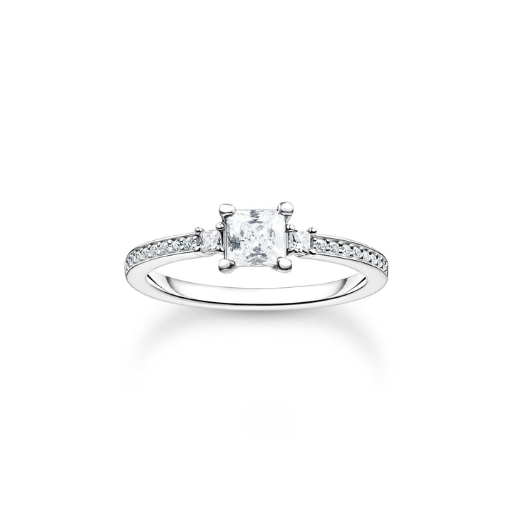 Ring pavé white stone silver