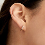 Ania Haie 14kt Gold Pearl and White Sapphire Huggie Hoop Earrings EAU003-01YG
