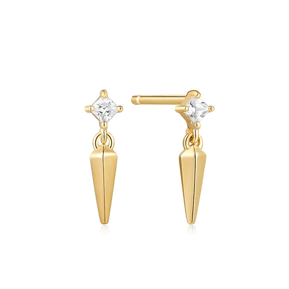 Ania Haie Dance Til Dawn Gold Sparkle Spike Stud Earrings E041-03G-W