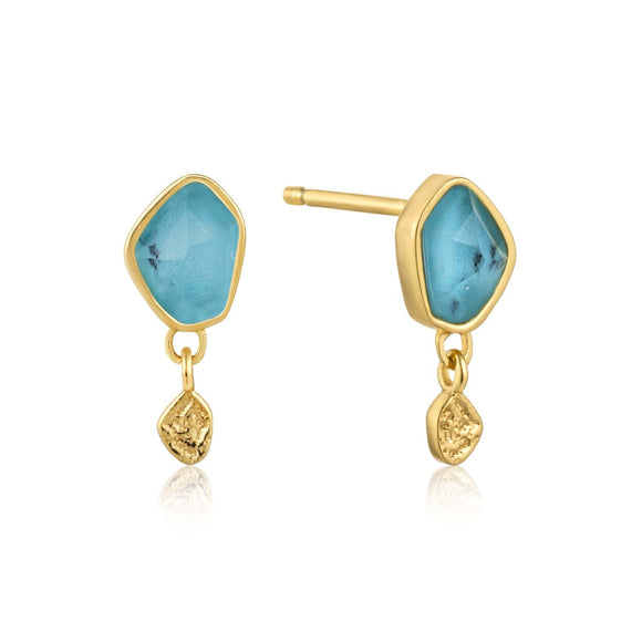 Ania Haie Mineral Glow Turquoise Drop Stud Earrings Gold E014-01G