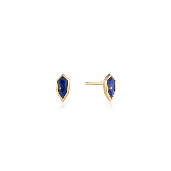 Ania Haie Gold Lapis Emblem Stud Earrings E042-01G-L
