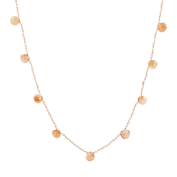 Bronzallure Variegata Rosary Necklace with Natural Sunstone WSBZ01554.ST