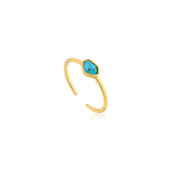 Ania Haie Mineral Glow Turquoise Adjustable Ring Gold R014-01G