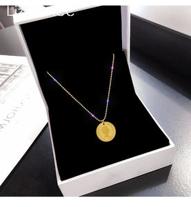 7-Degrees Exclusive Design Stainless Steel Necklace "Queen Elizabeth Coin" 7CSTNK02