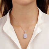 Bronzallure Preziosa Necklace with Natural Blue Lace Agate Stone and Cubic Zirconia WSBZ01647.BLA