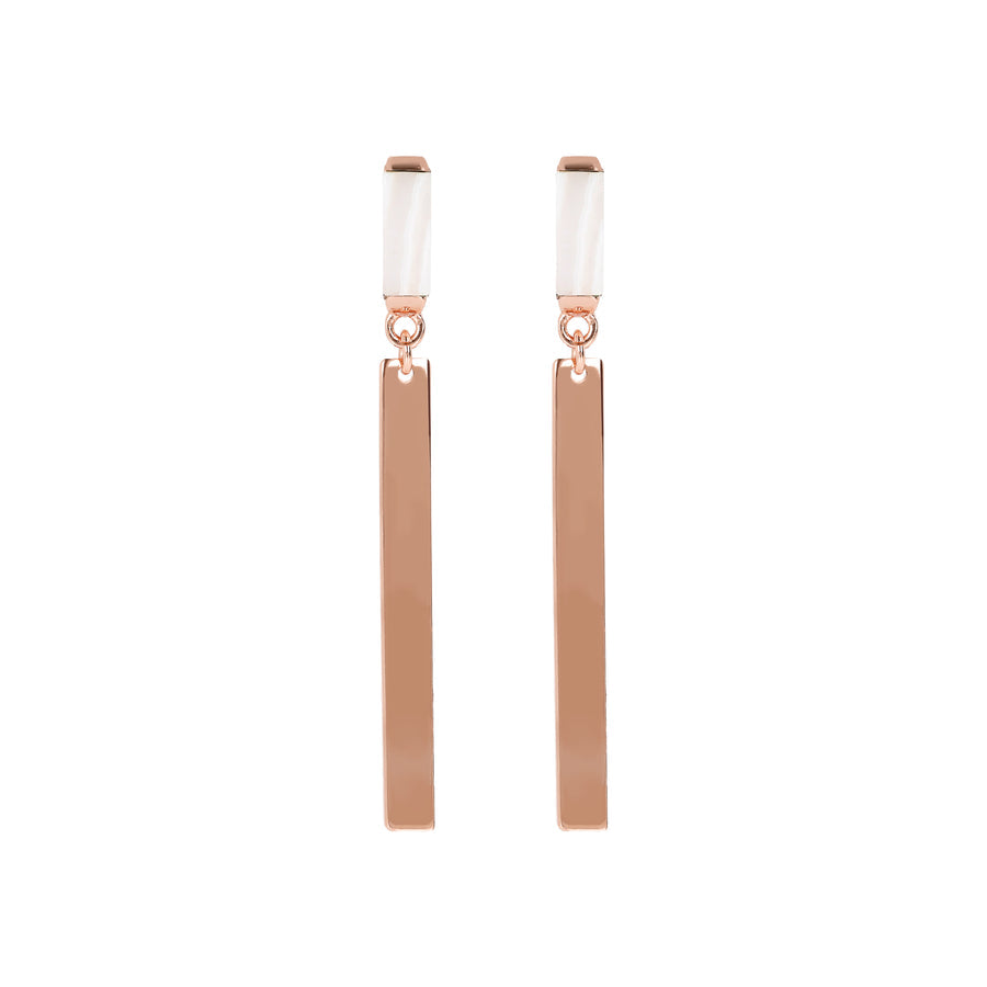 Bronzallure Alba Carré Natural Stones Pendant Earrings White Lace Agate WSBZ01862.WLA