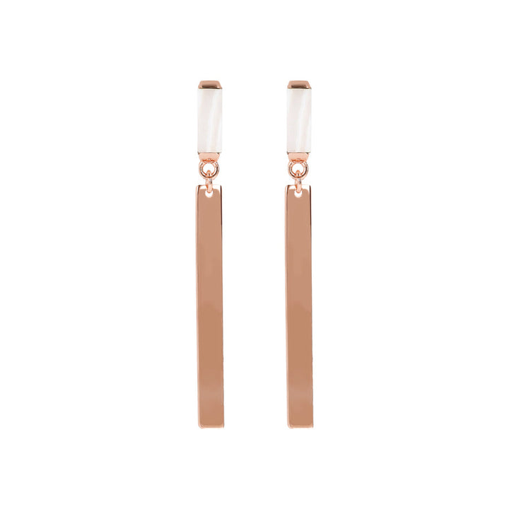 Bronzallure Alba Carré Natural Stones Pendant Earrings White Lace Agate WSBZ01862.WLA