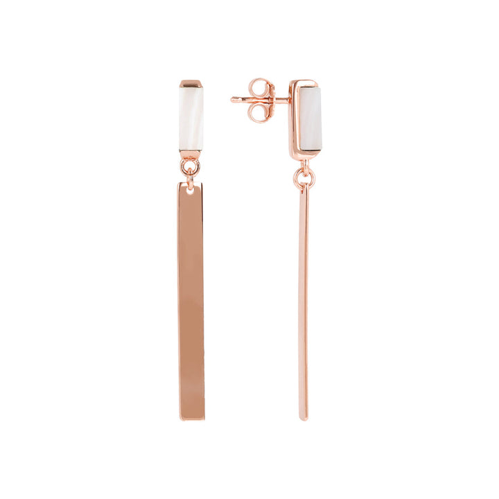 Bronzallure Alba Carré Natural Stones Pendant Earrings White Lace Agate WSBZ01862.WLA