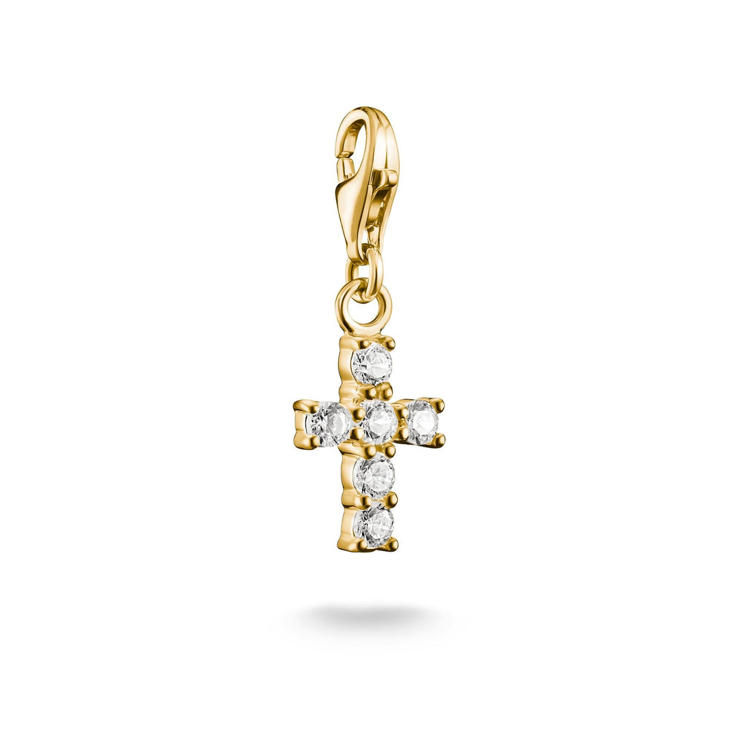 Thomas Sabo Gold-Plated Cross Charm with White Zirconia CC054MY