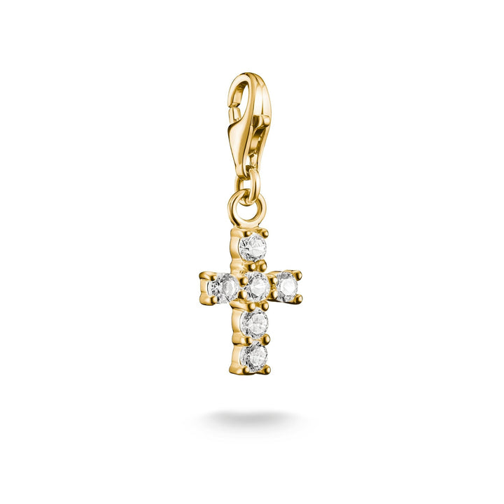 Thomas Sabo Gold-Plated Cross Charm with White Zirconia CC054MY