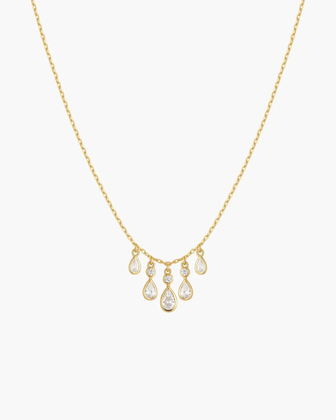 Ania Haie Gold Bezel-Set Teardrop Cascade Necklace N076-04G