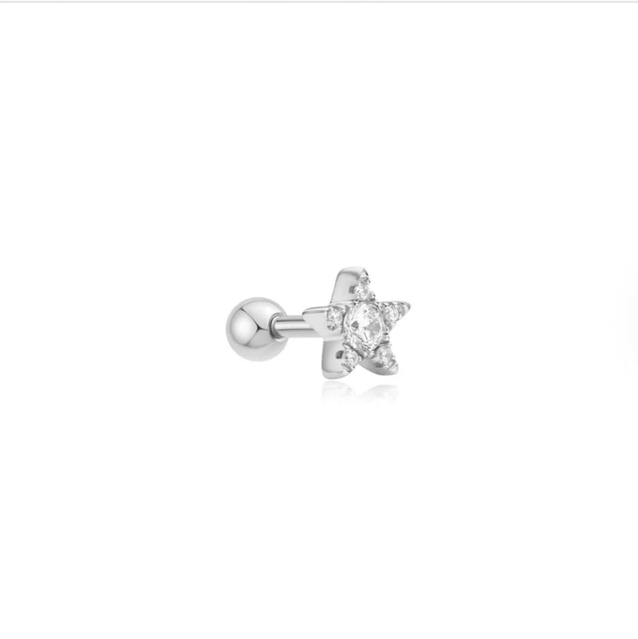 Ania Haie Silver Five-Point Star Barbell Single Earring E070-11H