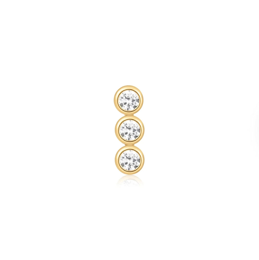 Ania Haie Gold Triple Stone Bezel Barbell Single Earring E070-05G
