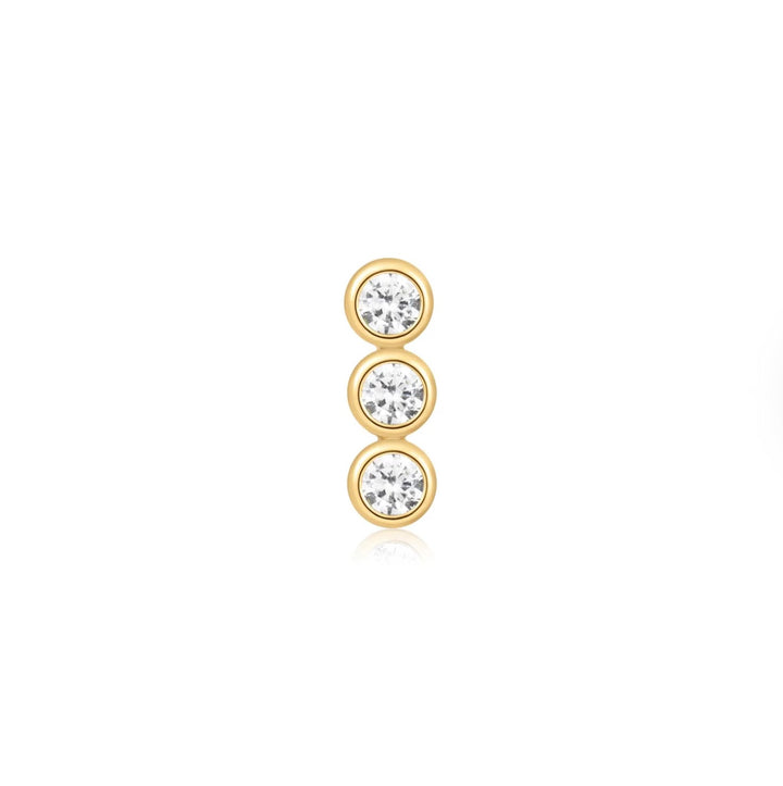 Ania Haie Gold Triple Stone Bezel Barbell Single Earring E070-05G