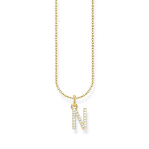 THOMAS SABO NECKLACE with Letter Pendant N and White Zirconia - GOLD TKE2253Y