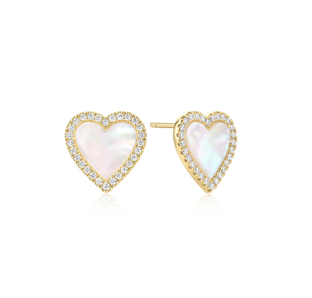 Ania Haie Gold Mother of Pearl Halo Heart Stud Earrings E071-03G