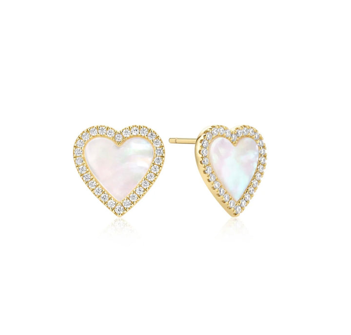 Ania Haie Gold Mother of Pearl Halo Heart Stud Earrings E071-03G