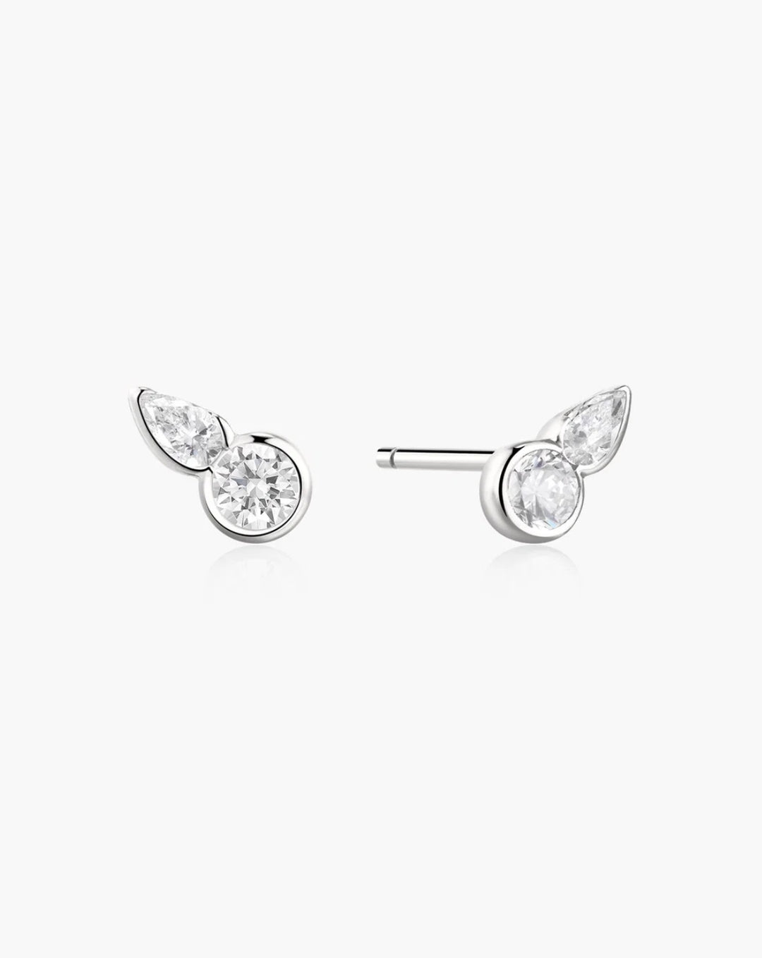 Ania Haie Silver Bezel Round & Teardrop Stud Earrings E076-01H