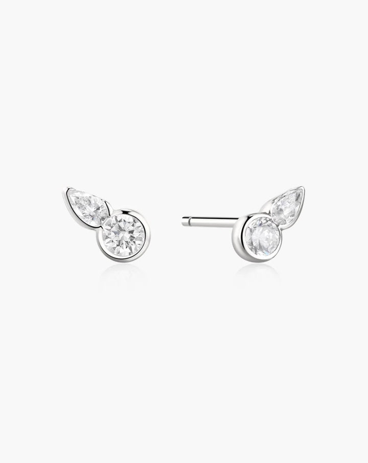 Ania Haie Silver Bezel Round & Teardrop Stud Earrings E076-01H