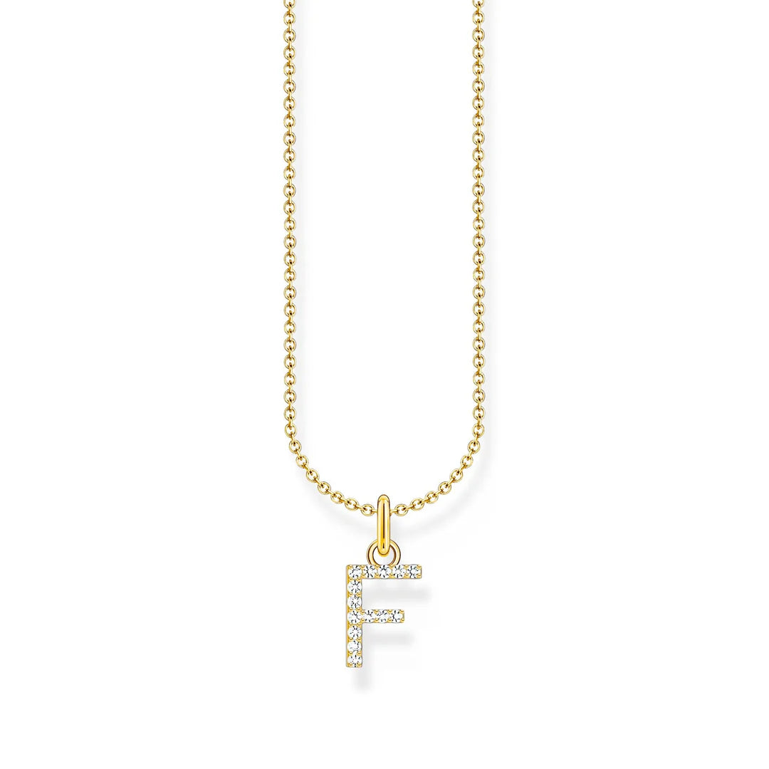 THOMAS SABO NECKLACE with Letter Pendant F and White Zirconia - GOLD TKE2245Y