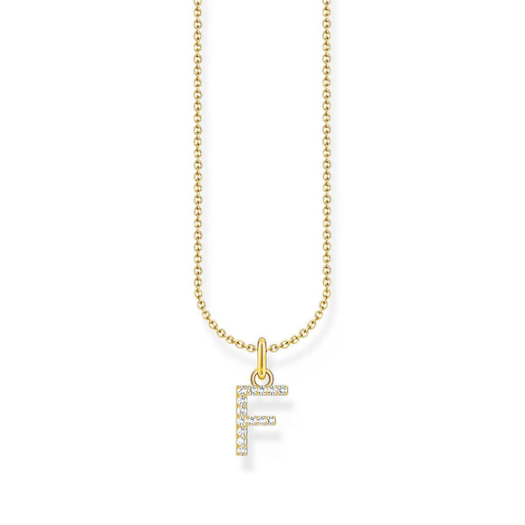 THOMAS SABO NECKLACE with Letter Pendant F and White Zirconia - GOLD TKE2245Y