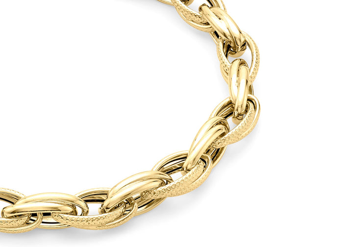 9K Yellow Gold Chain Link Bracelet 18.5 cm