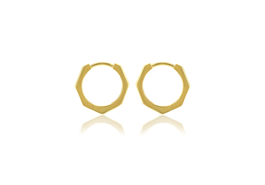 9K Yellow Gold Hexagon Huggies
