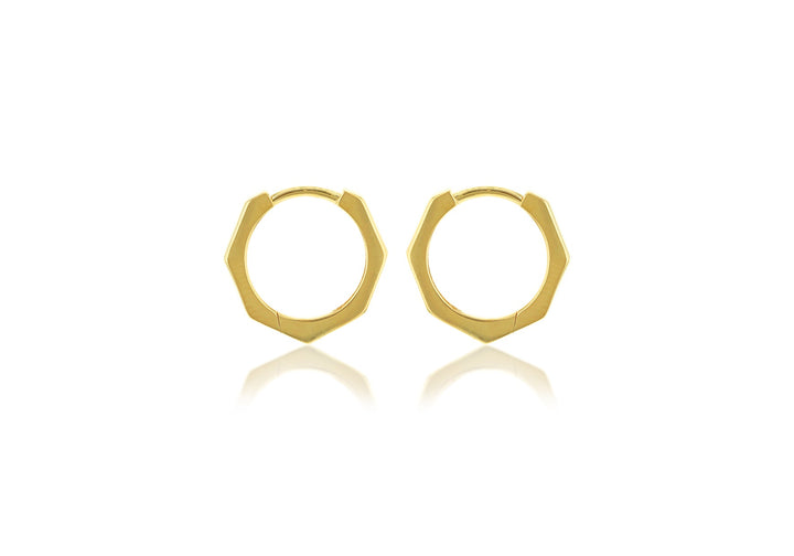 9K Yellow Gold Hexagon Huggies