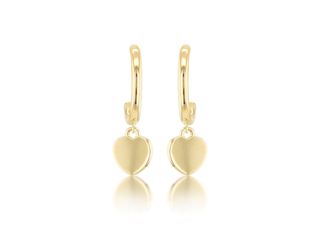 9K Yellow Gold Heart Drop Earring