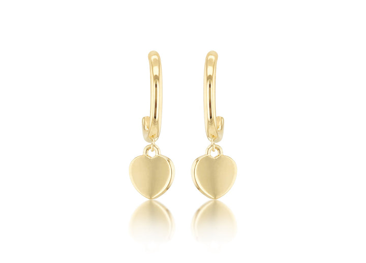 9K Yellow Gold Heart Drop Earring