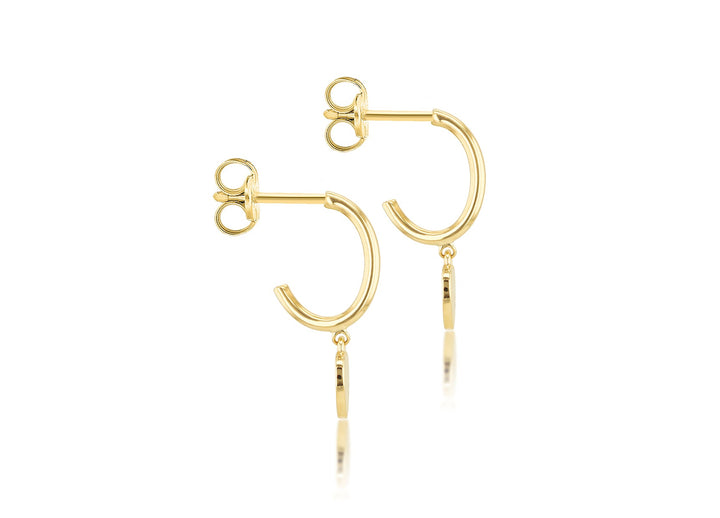 9K Yellow Gold Heart Drop Earring