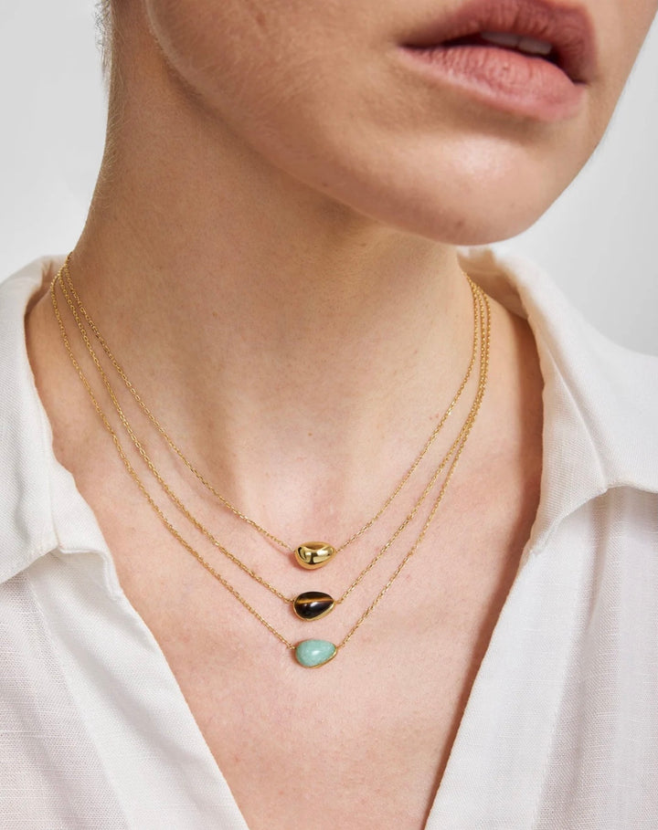 Ania Haie Gold Bezel Amazonite Organic Dome Pebble Necklace  N076-02G-AE