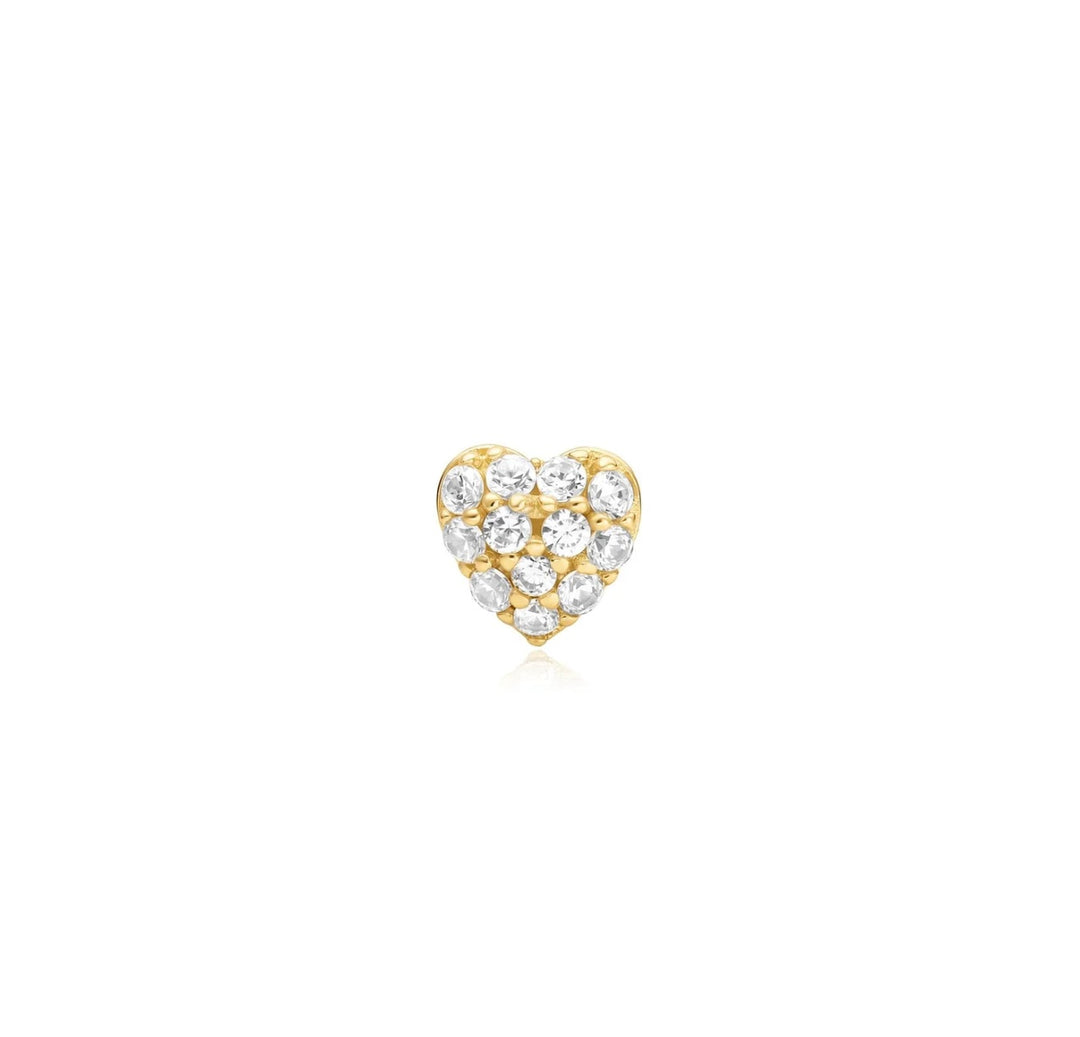 Ania Haie Gold Pave Heart Barbell Single Earring E070-04G
