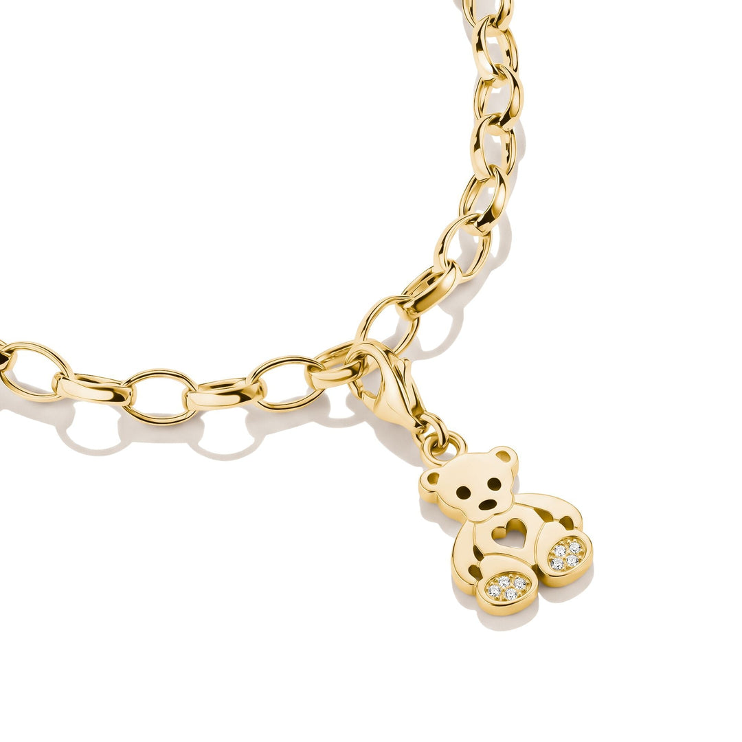 Thomas Sabo Gold-Plated Teddy Bear Charm with White Zirconia
