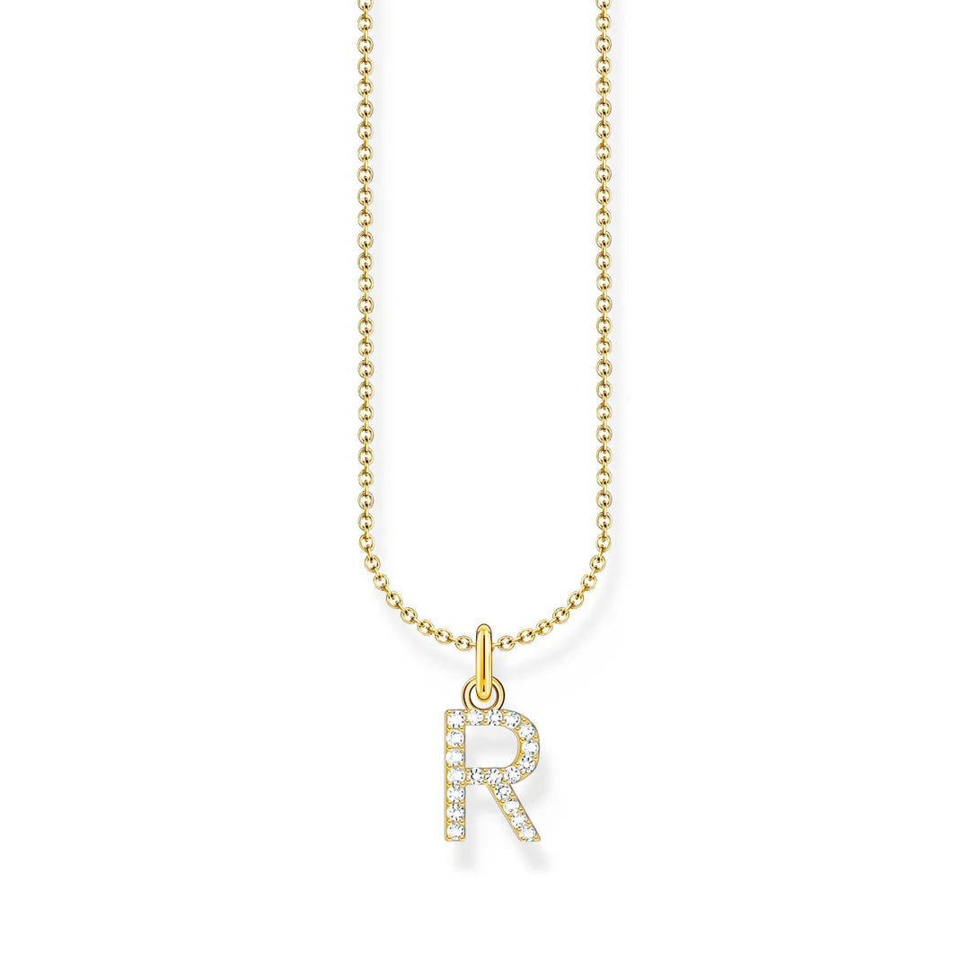 THOMAS SABO NECKLACE with Letter Pendant R and White Zirconia - GOLD TKE2257Y