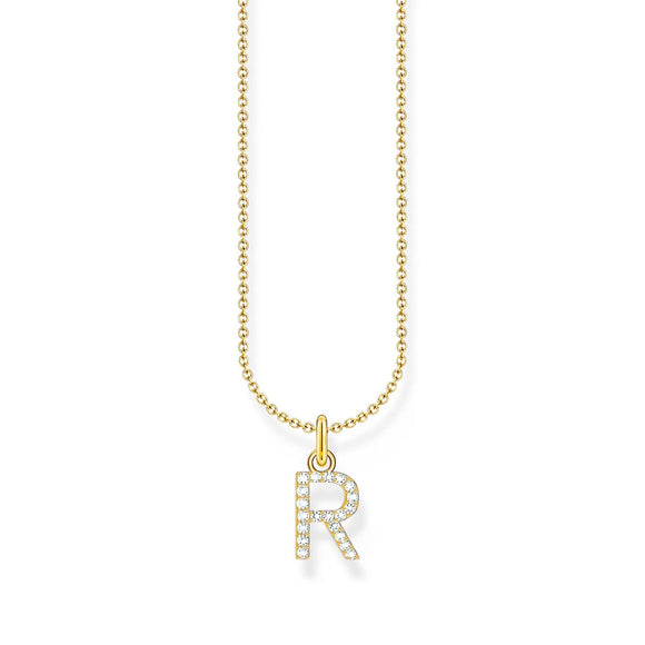 THOMAS SABO NECKLACE with Letter Pendant R and White Zirconia - GOLD TKE2257Y