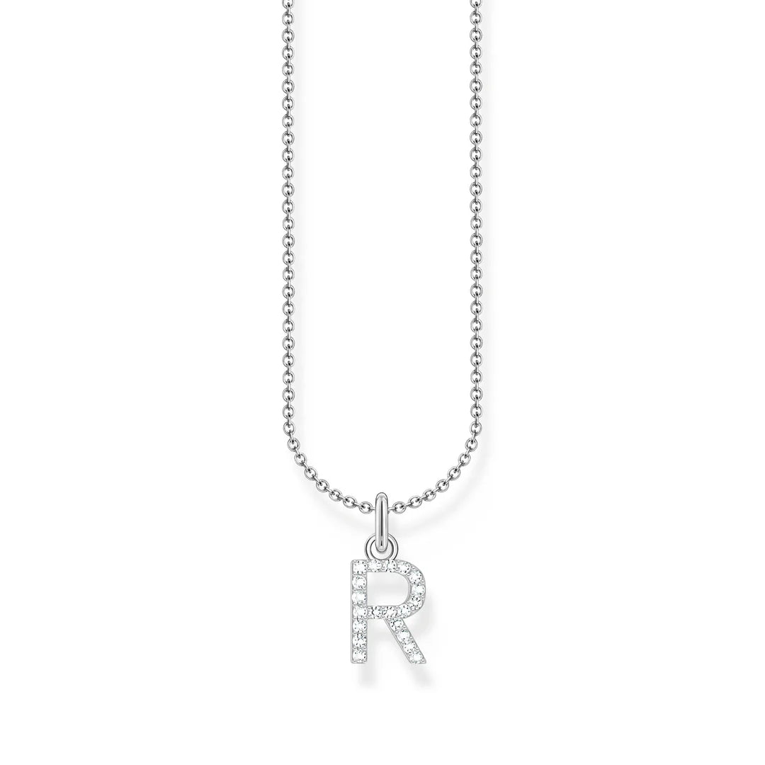 THOMAS SABO NECKLACE with Letter Pendant R and White Zirconia - SILVER TKE2257