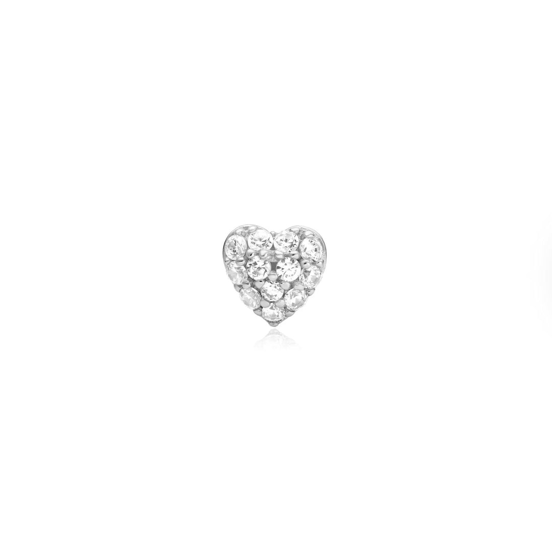Ania Haie Silver Pavé Heart Barbell Single Earring E070-04H