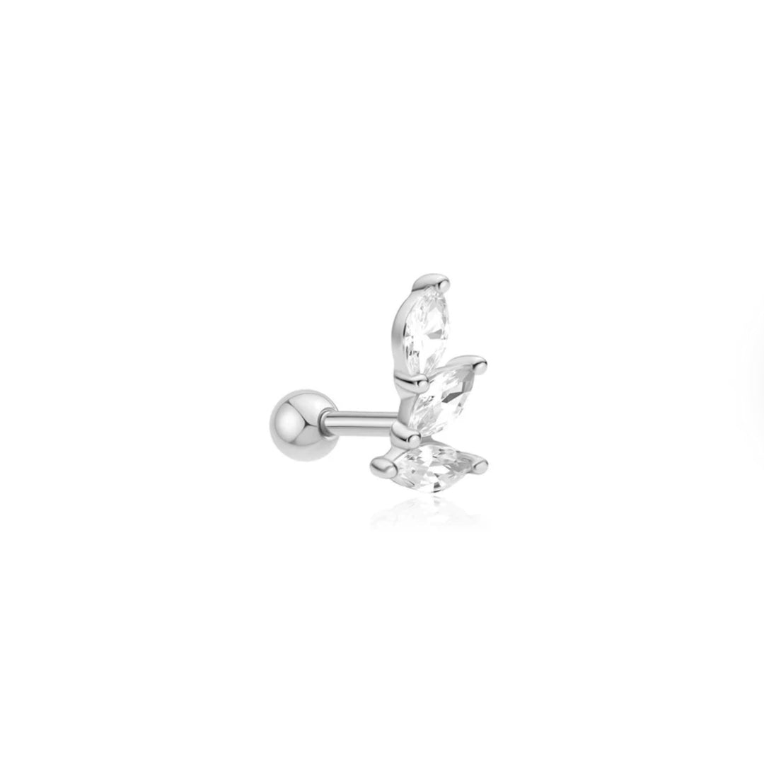 Ania Haie Silver Triple Marquise Barbell Single Earring E070-08H