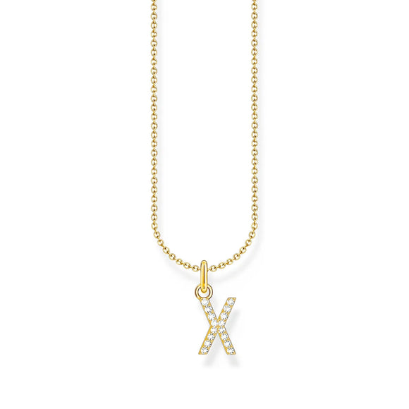 THOMAS SABO NECKLACE with Letter Pendant X and White Zirconia - GOLD TKE2263Y