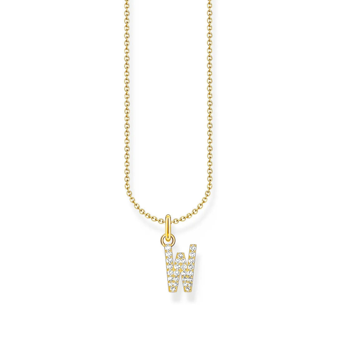 THOMAS SABO NECKLACE with Letter Pendant W and White Zirconia - GOLD TKE2262Y