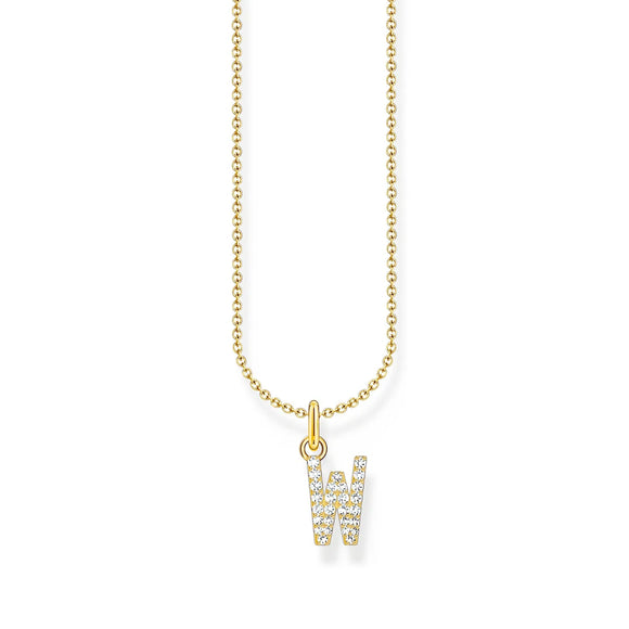 THOMAS SABO NECKLACE with Letter Pendant W and White Zirconia - GOLD TKE2262Y