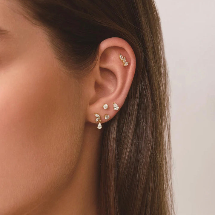 Ania Haie Gold Triple Marquise Barbell Single Earring E070-08G