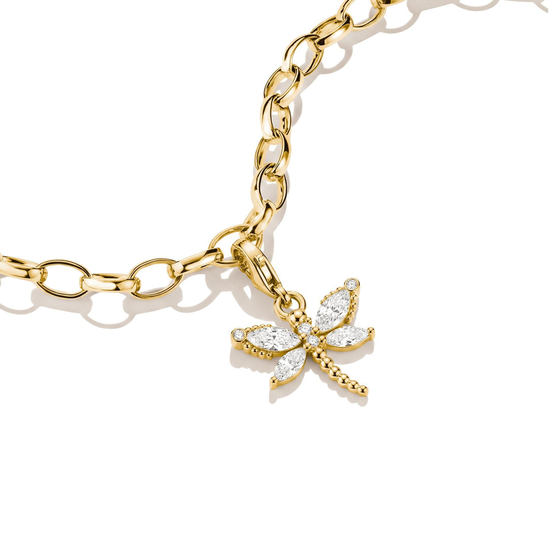 Thomas Sabo Gold-Plated Dragonfly Charm with White Zirconia CC1872MY