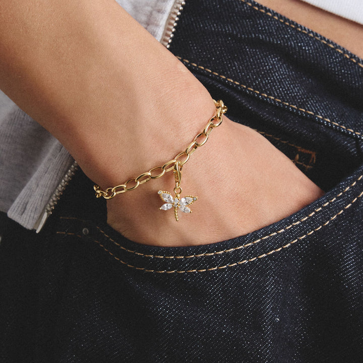 Thomas Sabo Gold-Plated Dragonfly Charm with White Zirconia CC1872MY